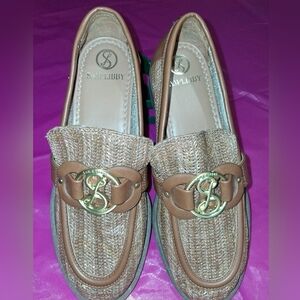 Sam & Libby Woven Brown Flats with Gold Detail